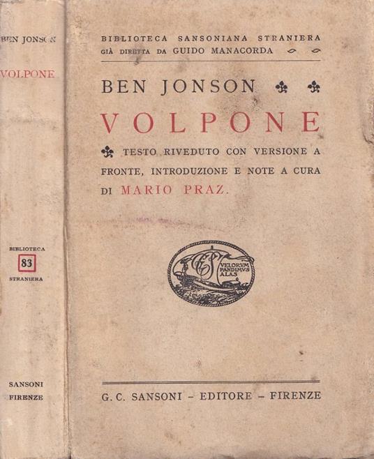 Volpone - Ben Jonson - copertina