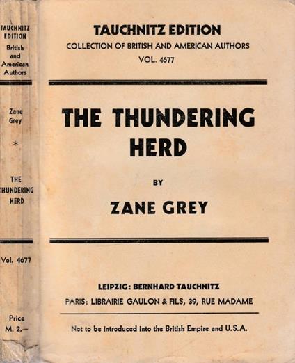 The thundering herd - Zane Grey - copertina