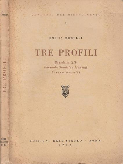 Tre profili - Emilia Morelli - copertina