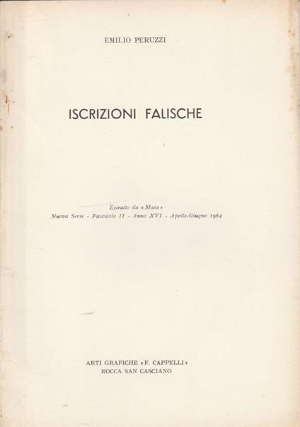 Iscrizioni falische - Emilio Peruzzi - copertina