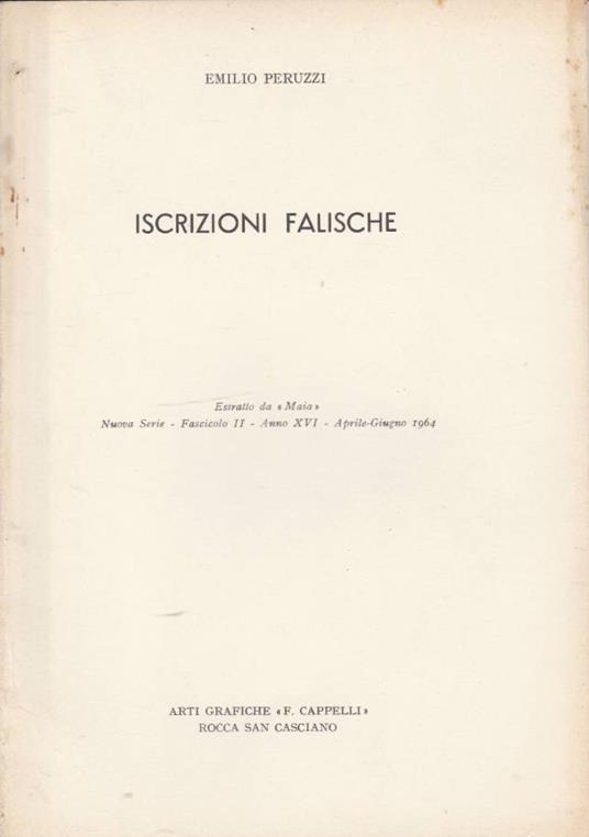 Iscrizioni falische - Emilio Peruzzi - copertina