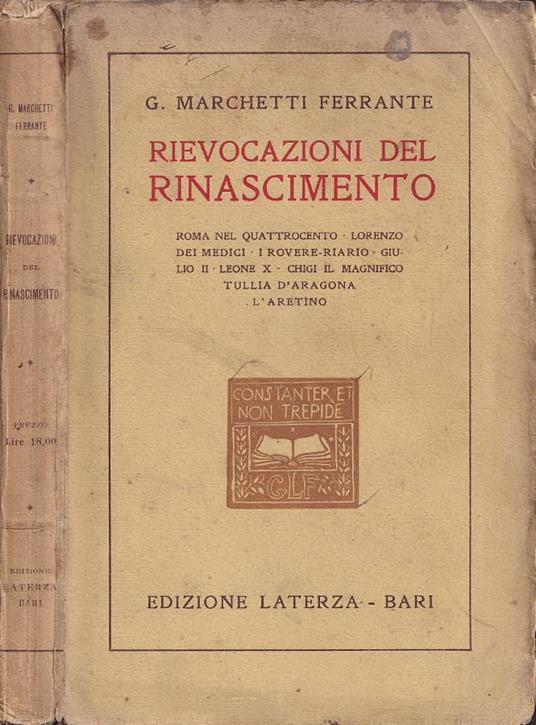 Rievocazioni del Rinascimento - copertina