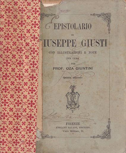 Epistolario di Giuseppe Giusti - copertina