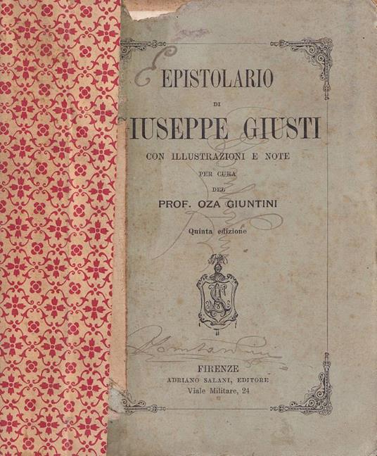 Epistolario di Giuseppe Giusti - copertina