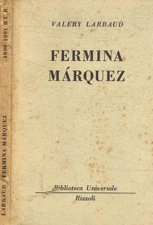 Fermina Marquez - Valéry Larbaud - copertina
