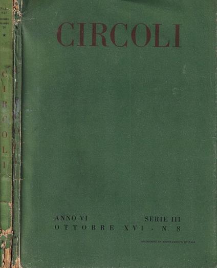 Circoli, anno VI, serie III, nn. 8 e 9-10, 1937 - copertina