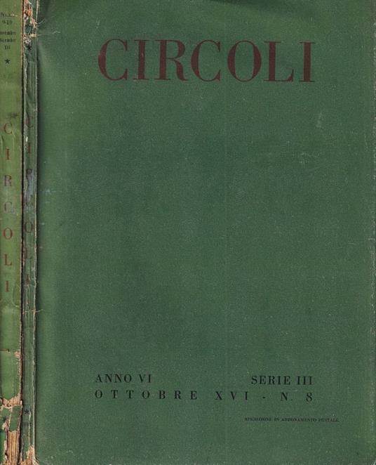 Circoli, anno VI, serie III, nn. 8 e 9-10, 1937 - copertina