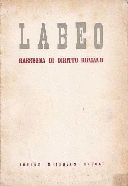Labeo, n. 8, 1962 - copertina