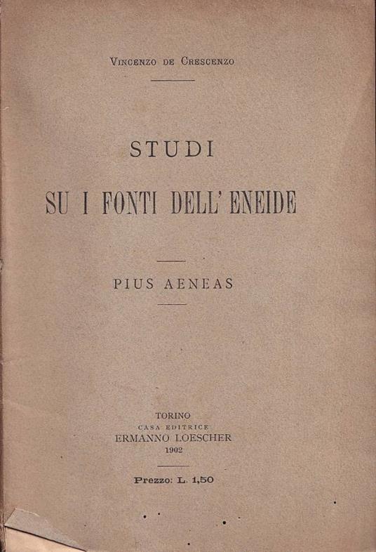 Studi su i fonti dell'Eneide - copertina