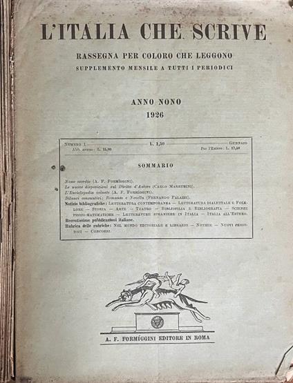 L'Italia che scrive, anno IX, n. 1, 2, 3, 5, 6, 7, 11, 12, 1 - copertina