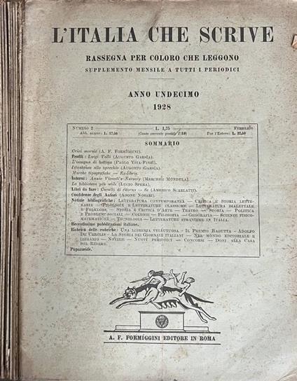 L'Italia che scrive, anno XI, n. 2-12, 1928 - copertina