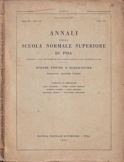 Annali della R. Scuola Normale Superiore di Pisa, serie III - copertina