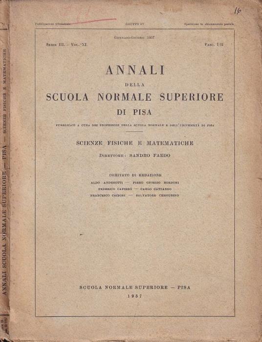 Annali della R. Scuola Normale Superiore di Pisa, serie III - copertina