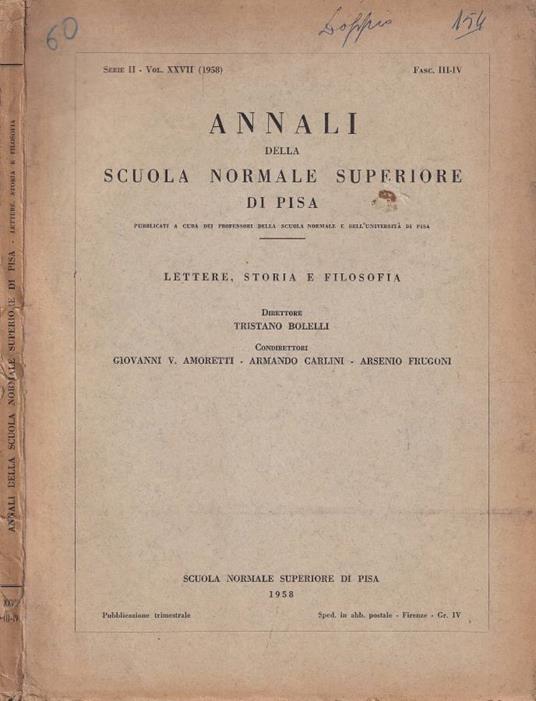 Annali della R. Scuola Normale Superiore di Pisa, serie II - copertina