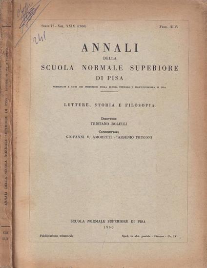 Annali della R. Scuola Normale Superiore di Pisa, serie II - copertina