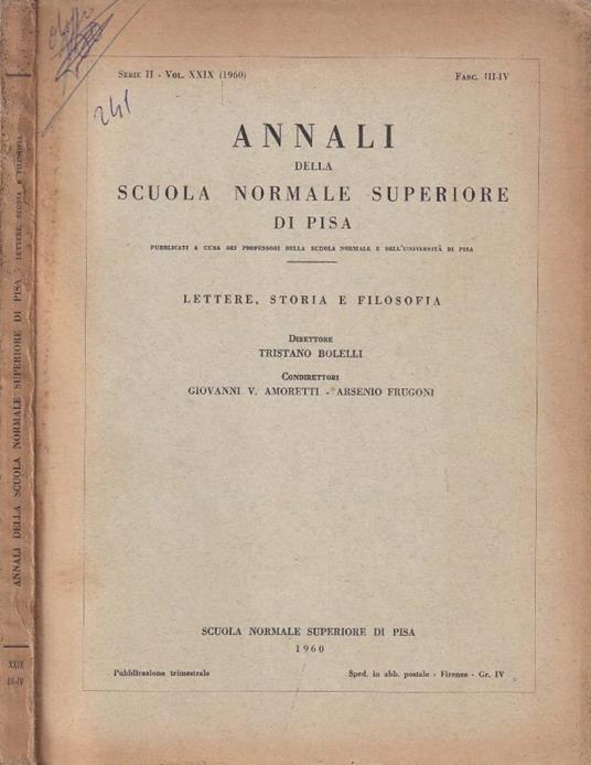 Annali della R. Scuola Normale Superiore di Pisa, serie II - copertina