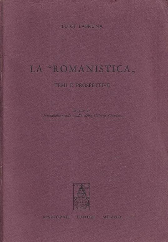La "Romanistic - Luigi Labruna - copertina