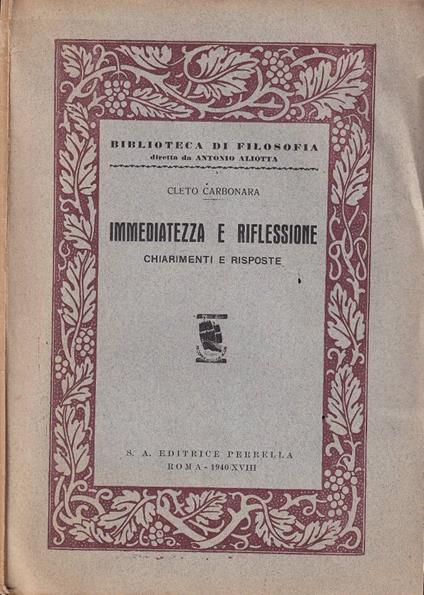 Immediatezza e riflessione - copertina