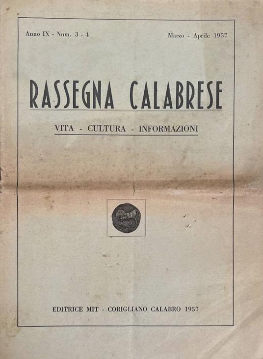 Rassegna calabrese, n. 3-4, anno IX, 1957 - copertina