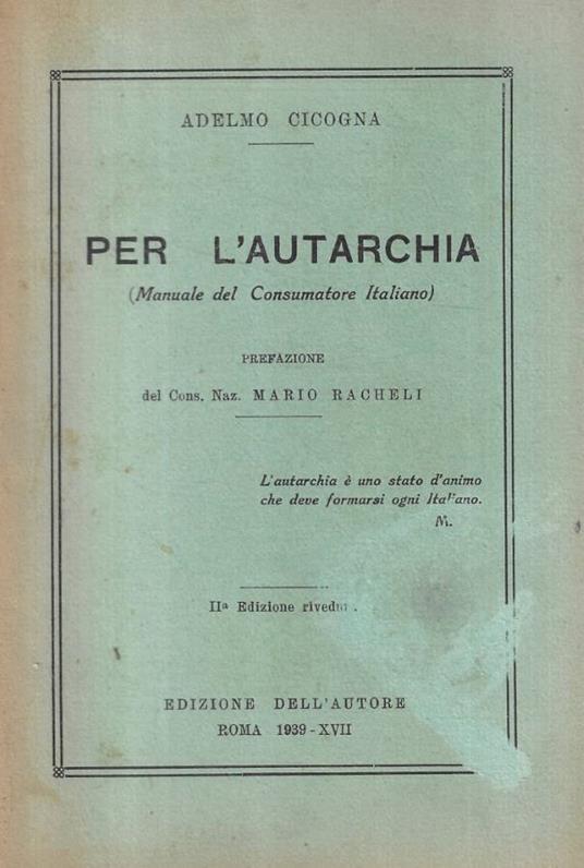 Per l'autarchia - copertina