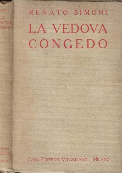 La vedova- Congedo - Renato Simoni - copertina