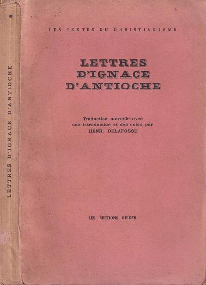 Lettres d'ignace d'Antioche - copertina