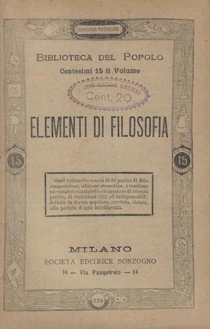 Elementi di filosofia - copertina