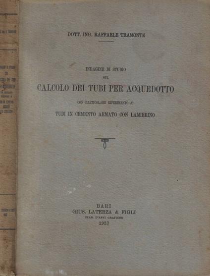 Indagine di studio sul calcolo dei tubi per acquedotto con p - copertina