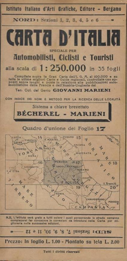 Carta d'Italia speciale per Automobilisti, Ciclisti e Turist - copertina