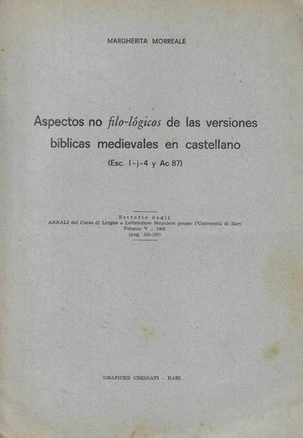 Aspectos no filo-logicos de la versiones biblicas medievales - copertina