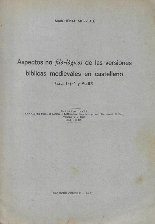 Aspectos no filo-logicos de la versiones biblicas medievales - copertina