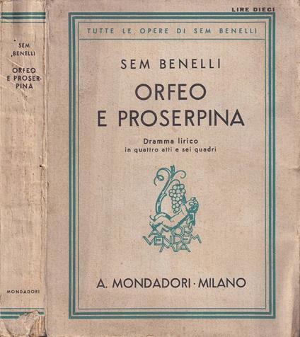 Orfeo e Proserpina - Sem Benelli - copertina