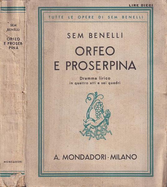 Orfeo e Proserpina - Sem Benelli - copertina