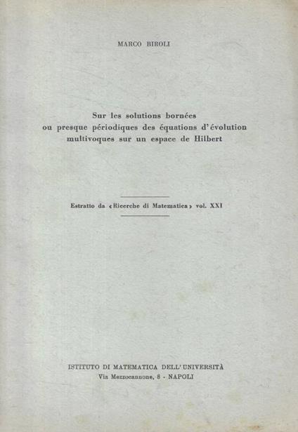 Sur le solutions bornées ou presque périodiques des équation - copertina
