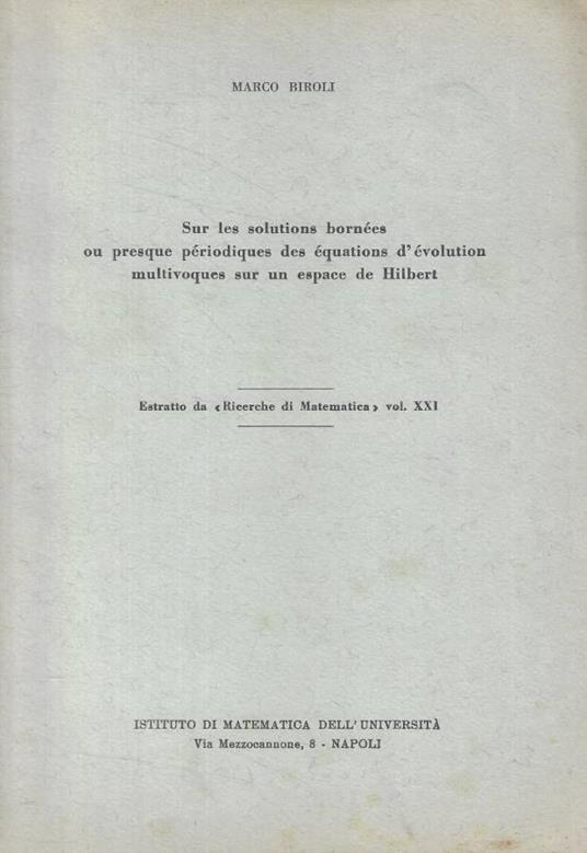 Sur le solutions bornées ou presque périodiques des équation - copertina