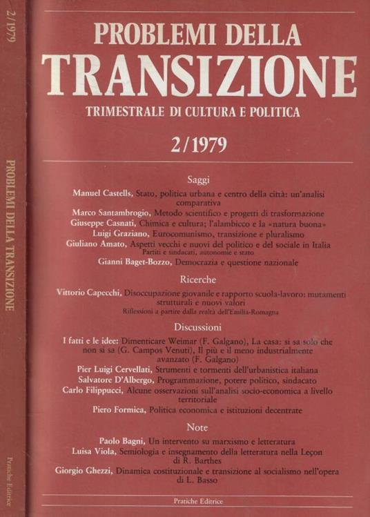 Problemi della transizione n. 1 Anno 1979 - copertina