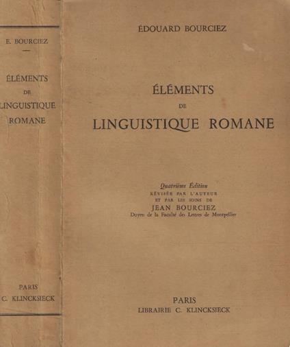 Eléments de linguistique romane - copertina