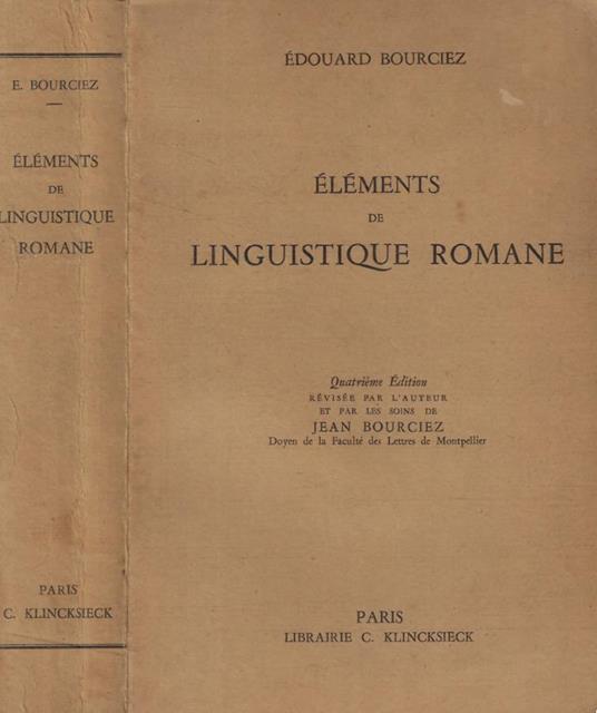 Eléments de linguistique romane - copertina