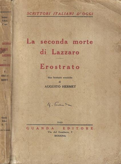 La seconda morte di Lazzaro - copertina