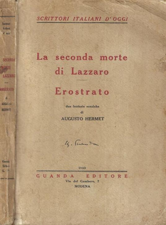 La seconda morte di Lazzaro - copertina