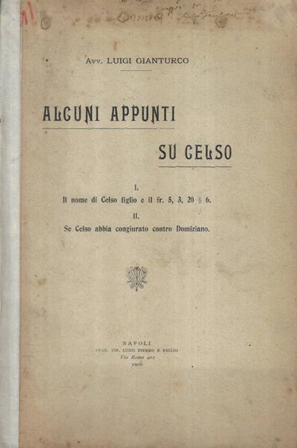 Alcuni appunti su Celso - copertina