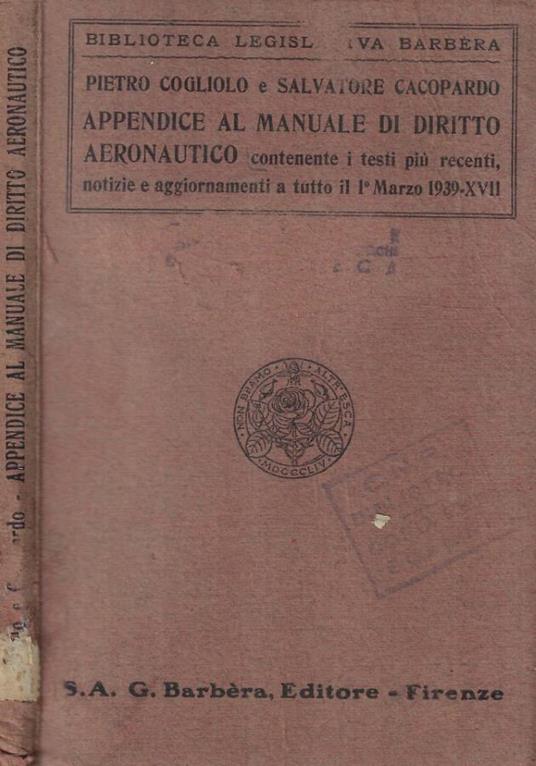 Appendice al manuale di diritto aeronautico - copertina