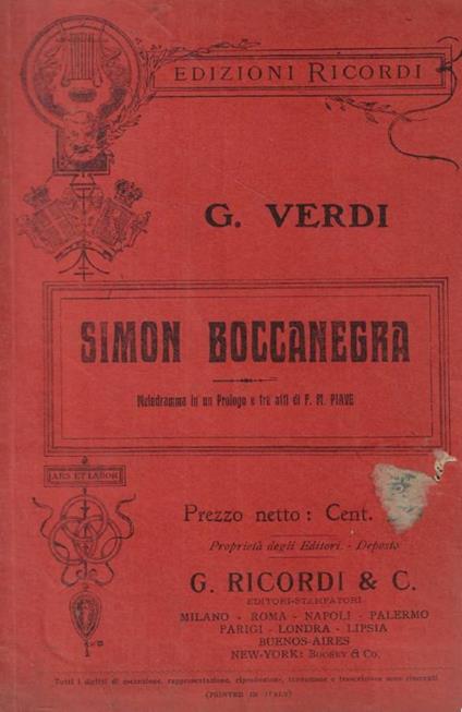Simon Boccanegra - Giuseppe Verdi - copertina