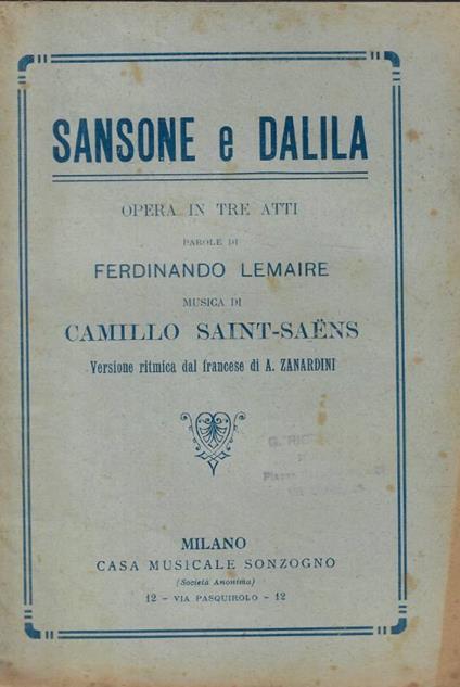Sansone e Dalila - copertina