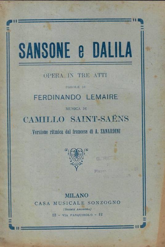 Sansone e Dalila - copertina