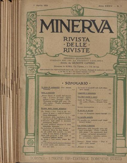 Minerva dal n. 7 al n. 21 Anno 1924 - copertina