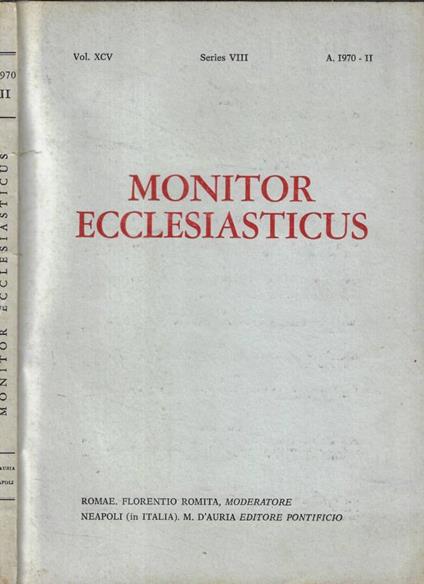 Monitor ecclesiasticus n. II Anno 1970 - copertina