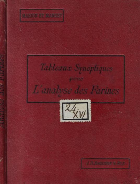 Tableaux synoptiques pour l'analyse des farines - copertina