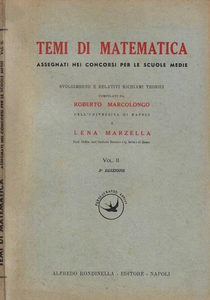 Temi di matematica Vol. II - copertina