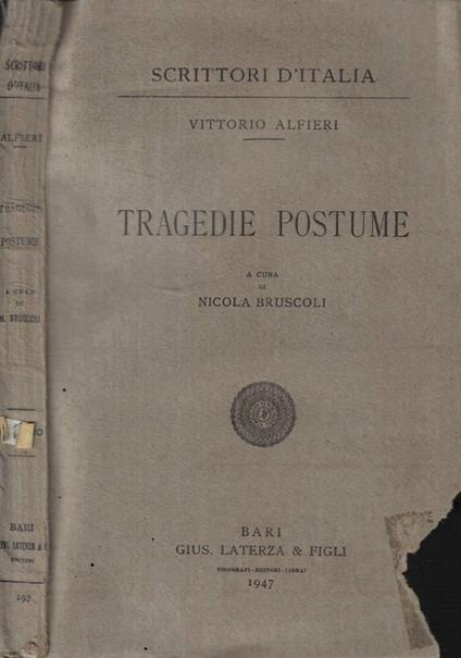Tragedie postume - Vittorio Alfieri - copertina